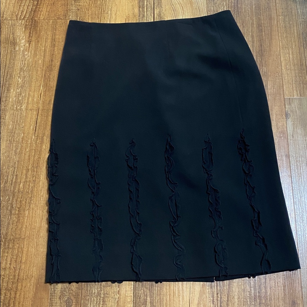 Etcetera Black Pencil Skirt with Textured ruffle Details size 10